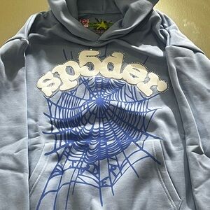 Sky blue rhinestone Sp5der hoodie